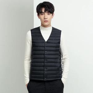 남성용 경량 다운 조끼, 90% 화이트 덕 다운, 포장 가능한 겨울 조끼, 단색 휴대용 민소매 조끼, 따뜻한 파카