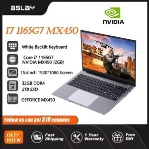 노트북 HD 카메라 지문 잠금 해제 휴대용 넷북, 15.6 인치 인텔 i7 1195G7 NVIDIA MX450 2G DDR4 윈도우 11 32G RAM 2TB SSD