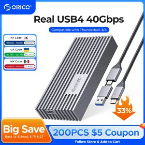 ORICO NVMe M.2 SSD 인클로저, USB4 40Gbps PCIe3.0 x 4 20Gbps 10Gbps M.2 외장 케이스, 썬더볼트 3/4 호환