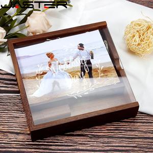 JASTER 새로운 USB 플래시 드라이브 128GB 사진 앨범 나무 상자 64GB 무료 사용자 정의 로고 32GB 사진 결혼 기념일 외부 8GB