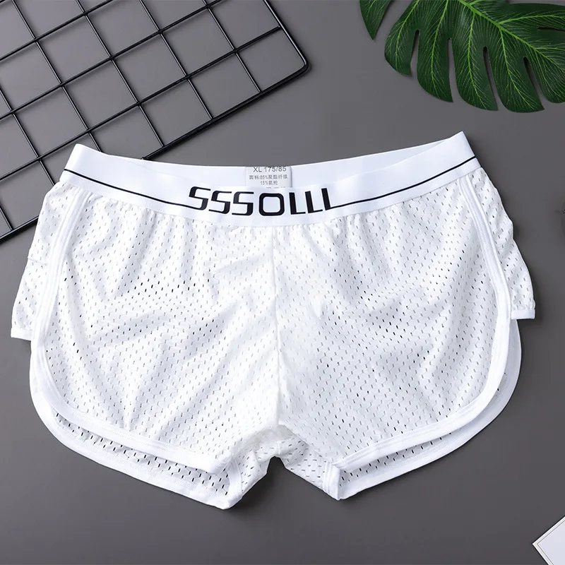 남성 캐주얼 반바지 아이스 실크 메쉬 통기성 여름 해변 운동복 ComfyCool Feeling Quick Dry Trunks Outwear Home Sleep Pajamas