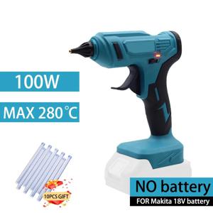 280 ° C 100W 무선 핫멜트 글루건, DIY 수리용 11mm 글루스틱 10개 포함, 18V 배터리 공구용 충전식