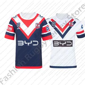 2025 Sydney Roosters 럭비 저지 캐주얼 키즈 S_adult 셔츠 팀 남성 티셔츠 청소년 소년 홈 및 어웨이 편안한 빠른 건조
