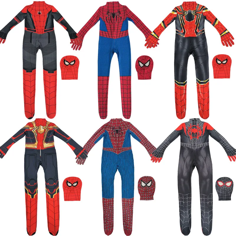 2025 새로운 스파이더 맨 코스프레 판타지 의상 소년 소녀를위한 점프 슈트 Miles Morales 슈퍼 히어로 할로윈 카니발 Zentai Bodysuit