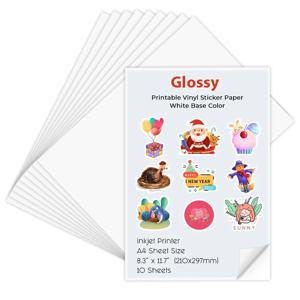인쇄용 비닐 스티커 용지 A4, 셀프 접착 복사 용지, 잉크젯 프린터 용지, DIY 공예용, 10 장