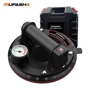 MUFASHA 휴대용 유리 타일 및 슬라브용 전동 흡입 컵, 거친 표면 사용, 눈에 보이는 압력 게이지, 8 인치