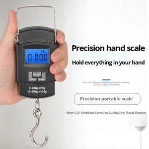 1pc 블랙 50kg 휴대용 전자 휴대용 수하물 규모 LCD 디지털 디스플레이 화면 특급 배달 규모 후크 미니 규모