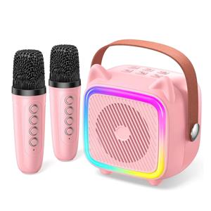 어린이용 미니 노래방 기계, 휴대용 블루투스 스피커, 무선 마이크, 생일 장난감 선물, 3-12 세 이상 여아용