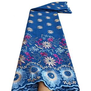 5 야드 아프리카 나이지리아 남자 정장 코 튼 Voile 레이스 직물 돌 2025 스위스 Voile 레이스 결혼식 바느질 드레스