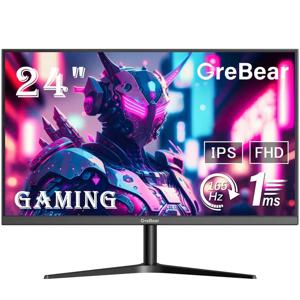 GreBear 165/144Hz 게이밍 모니터 24인치 - FHD 1080P IPS 스크린 1ms (GTG) 가정용/사무용 컴퓨터 디스플레이, FreeSync 기술, 100