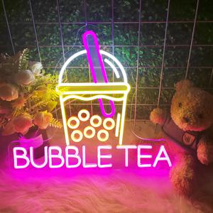 버블티 LED 네온사인 방 벽걸이 보바티 네온 조명 장식 USB 전원 아크릴 걸이형 밀크쉐이크 차 바 카페 매장용