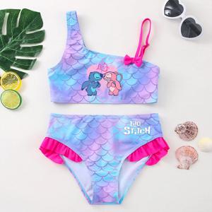 Lilo Stitch Girls Tankini 수영복 여름 해변 착용 어린이 아동복 수영복 투피스 비키니 드레스 패션