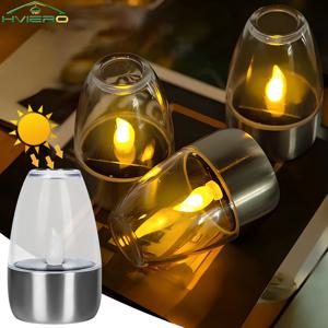 LED 태양 양초 빛 Flameless 충전식 야간 조명 웨딩 파티 정원 장식 야외 방수 태양 양초 램프
