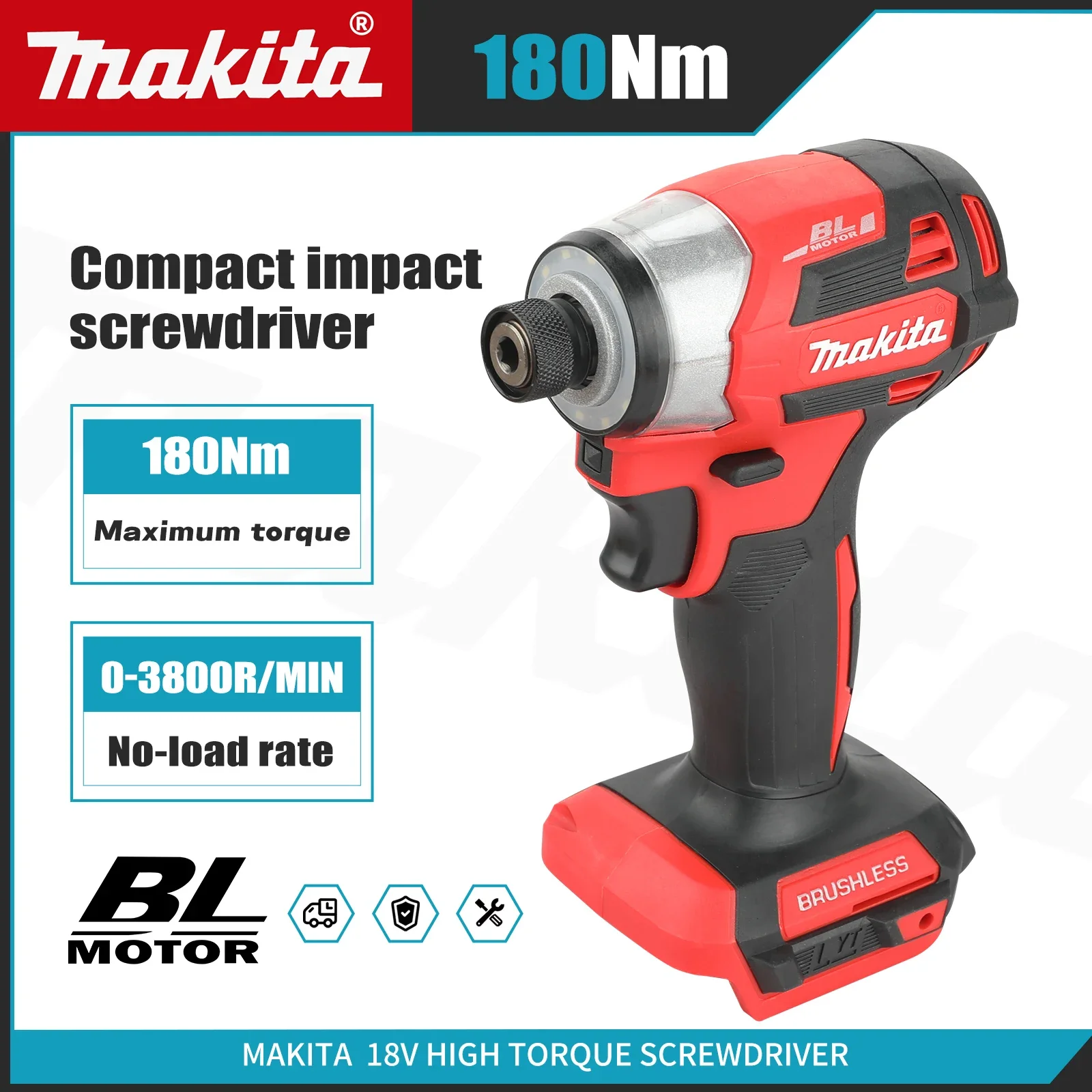 Makita 18V 무선 임팩트 드라이버 LXT BL 브러시리스 모터 전기 드릴 목재/볼트/T 모드 180 N·M 충전식 전동 공구 DTD173