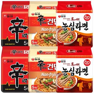 농심 인기 봉지라면세트(신라면10개+신라면건면10개+농심라면8개)