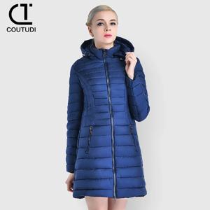 COUTUDI-여성용 겨울 롱 다운 코트, 슬림 후드 웜 재킷, 패딩 패딩 여성 외투, 여성 의류, 롱 파카