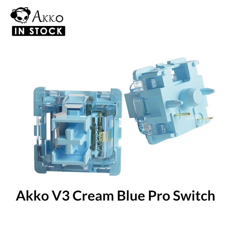 Akko V3 Pro 크림 블루 스위치 5핀 45gf 촉각 스위치(MX 기계식 키보드와 호환되는 방진 스템 포함)(45개)