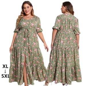 1XL-5XL 저렴한 신상 맥시 여성 드레스 큰 사이즈 여성 의류 우아한 캐주얼 보헤미안 롱 여름 원피스 2025 반팔