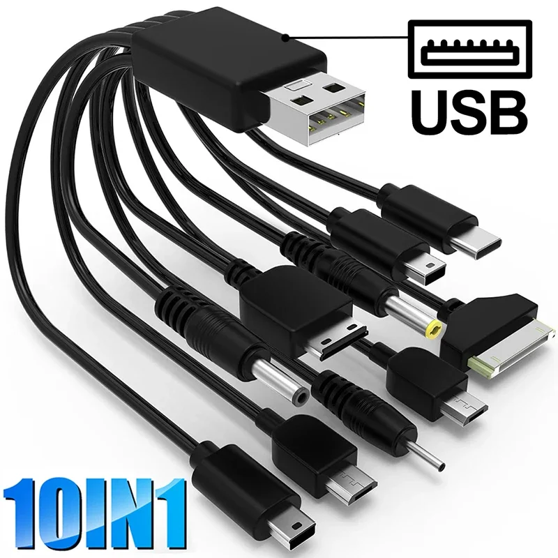 10In1 USB 멀티 포트 USB 케이블 범용 전화 충전 케이블 삼성 노키아 전화 충전기 용 멀티 헤드 충전 케이블 코드