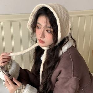 패션 두꺼운 양모 스트랩 귀마개 방풍 솔리드 컬러 Earlap Warmer 따뜻한 수제 니트 귀마개 가을 유지