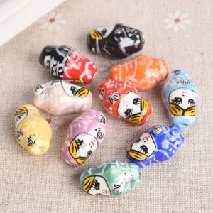 5pcs 22x13mm 러시아어 Matryoshka 인형 모양 패턴 세라믹 도자기 느슨한 공예 비즈 쥬얼리 만들기 DIY 결과 만들기
