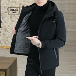 LUKER CMSS 남성용 후드 재킷, 보온 플리스 아우터, 두꺼운 보온 윈드 브레이커, 캐주얼 패션 코트, 5XL, 봄 가을