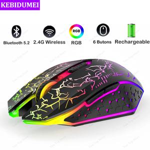 Bluetooth 5.2 마우스 RGB 2.4G 무선 마우스 듀얼 모드 게임용 마우스 6 버튼 MacBook 태블릿 노트북 컴퓨터 용 자동 마우스