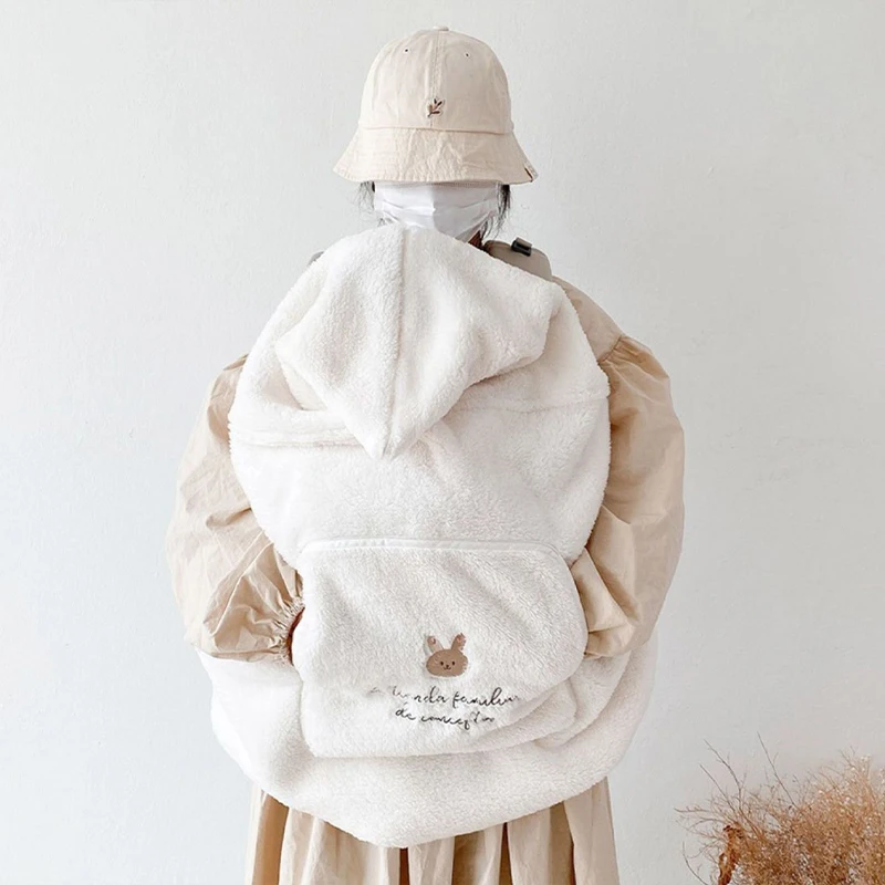 Ins 만화 곰 플러시 아기 담요 아기 유모차 방풍 담요 여행 휴대용 따뜻한 아기 싸는 담요