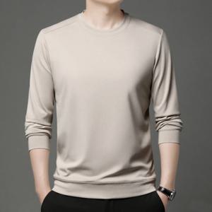 가을 겨울 남성 필수 티셔츠 멀티 컬러 무지 탑 라운드 넥 긴팔 코지 티 레드 블랙 그린 카키 카멜 웨어
