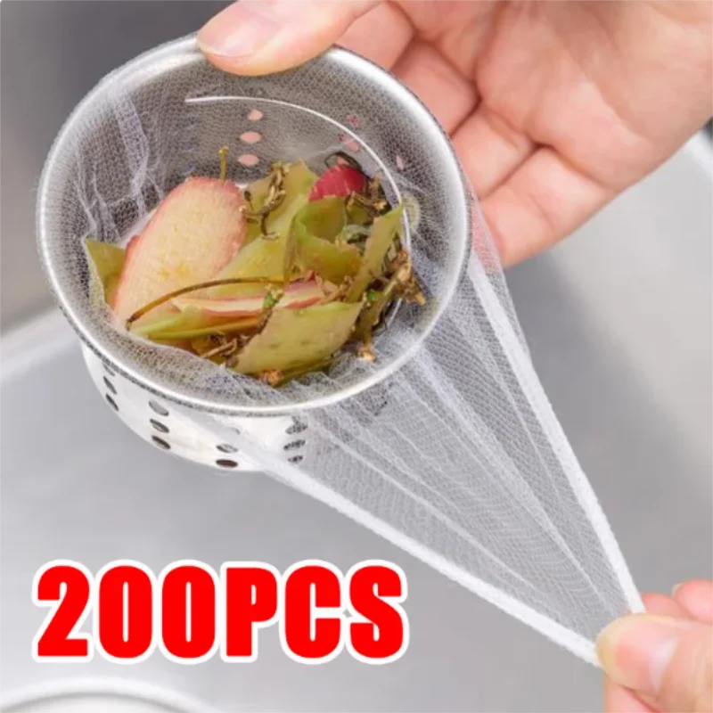 50-200Pcs 일회용 주방 싱크 필터 하수구 배수 방지 차단 쓰레기 봉투 풀 누출 메쉬 가방 메쉬 스트레이너 싱크 쓰레기 그물