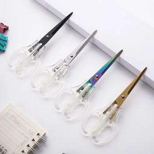INS 심플한 투명 손잡이 가위, 사무실 종이 커터, 스테인레스 스틸 문구 가위, DIY 아트 공예 가위, 1 개