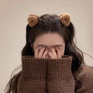 2Pcs 플러시 고양이 귀 모양 헤어 클립 여자 달콤한 귀여운 베이지 오리 부리 클립 머리핀 패션 걸스 모자를 쓰고 있죠 헤어 액세서리