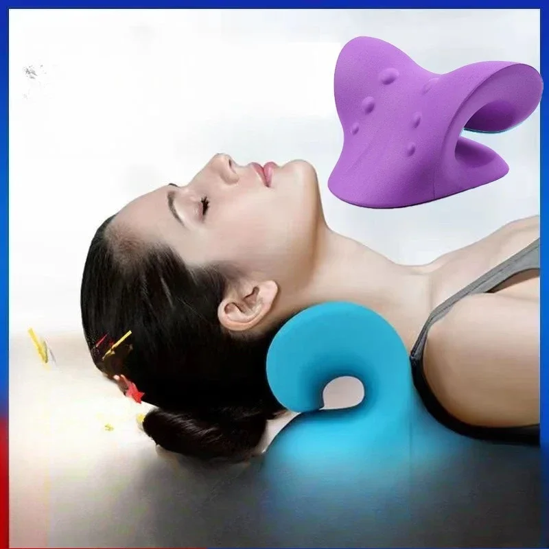 목 마사지 웨지 베개 어깨 경추 카이로프랙틱 견인 장치 머리 뒤 통증 완화를위한 휴식 바디 마사지 기계