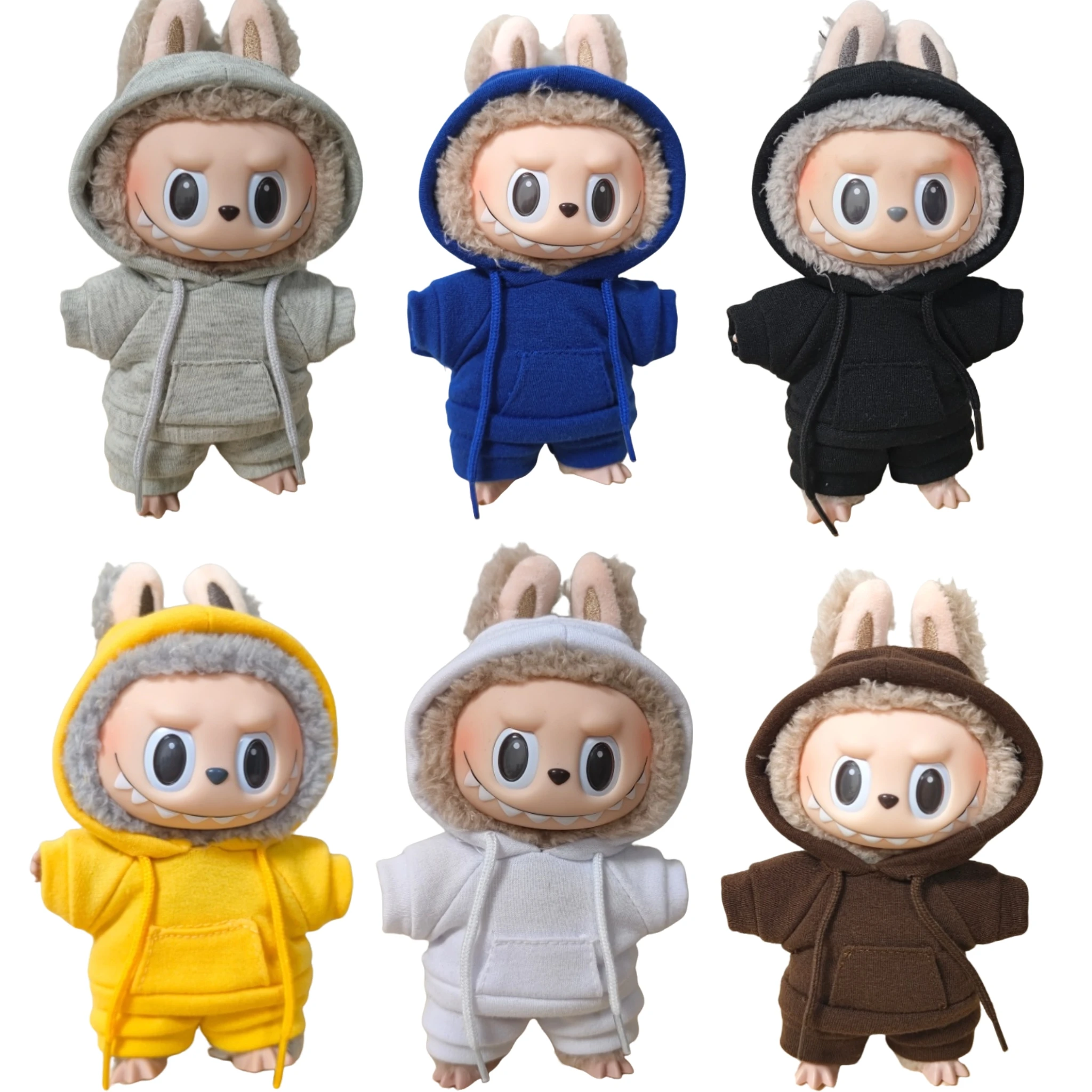 Labubu 인형의 옷 장식 17cm 괴물 복장 액세서리 의류 DIY 어린이 선물 소녀 후드 티셔츠 바지 신발