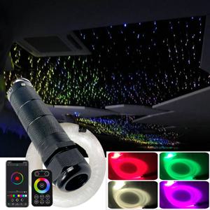 앱 광섬유 램프 소형 DC12V 6W RGBW 자동차 룸 별 조명, LED 광학 별 천장 조명 키트, RF 제어 모바일 광섬유