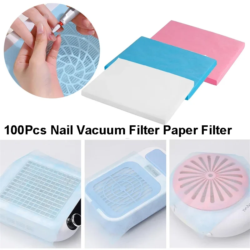 100Pcs 네일 진공 필터 종이 필터 세트 일회용 네일 먼지 필터 네일 진공 청소기 필터 네일 기술 필터 종이