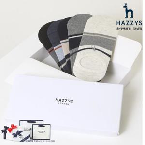 [선물포장] HJSS2F200.WT_남성 네이비 라인배색 면혼방 덧신양말5종세트