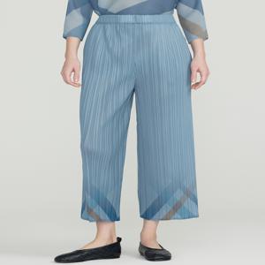 닥스 여성 DLPA5BP21B2 [D-PLEATS] 블루 플리츠 체크 배색 와이드핏 여름 밴딩  팬츠