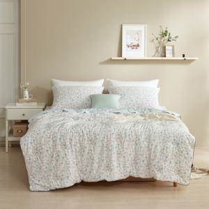 부드러운 터치감, 크림 플라워 에어필 모달 세미마이크로 사계절 차렵이불 베개세트 S/D(Q)