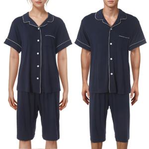 심플 데일리 레이온 소재 여성 남성 커플잠옷 세트 -BSWP8857BMP8857B