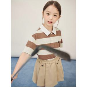스트라이프 럭비 반소매 티셔츠  베이지 (BI5742U03A)