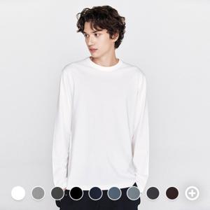 [롯데백화점]남성 가을 라운드넥 기본핏 솔리드 무지 면 긴팔 티셔츠 025910