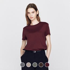 여성 여름 라운드넥 베이직 솔리드 무지 면 반팔 티셔츠 325918