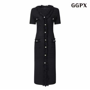 정상가:89,000원 ㅣ 페이크 버튼 브이넥 롱 원피스 (GPBOW069D)