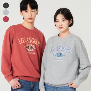 유니 세미오버핏 중앙 빈티지 로고 맨투맨 NP1KE402