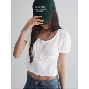 아일렛 반소매 블라우스  화이트 (355765LY41)