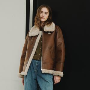 [최초가 : 129,000원]에비에이터 B-3 무스탕 자켓 [브라운]_LMOJK03A2BR