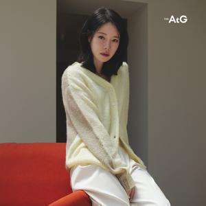 알파카 울혼방 투톤 배색 가디건