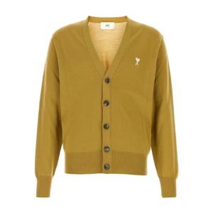 남성 하트 로고 울 가디건 머스타드 HKC121 KN0025 202