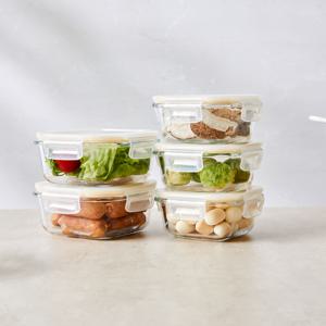 NEW 전자레인지에 바로 돌리는 스팀홀 유리밀폐용기 5P세트 320ml 3P+520ml 2P 옐로